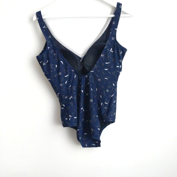 Vintage 90s Gottex Navy Floral Print One Piece Swimsuit - Picture 4 of 11